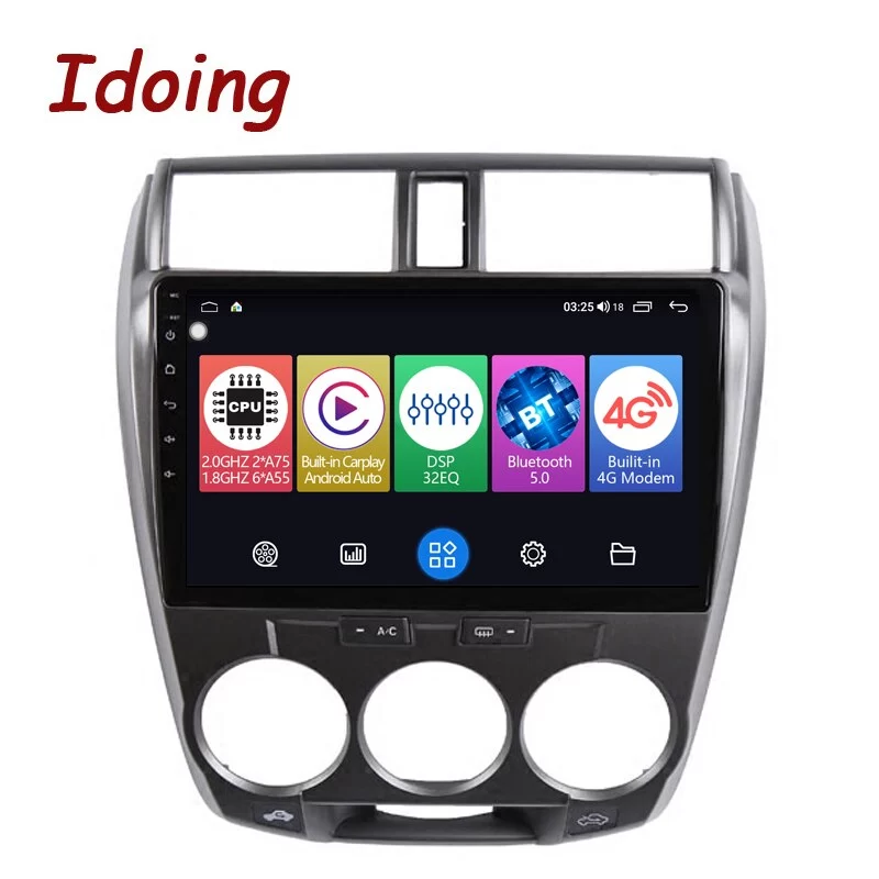 Idoing10.2&quot;Car Android  Auto Carplay DSP Radio Multimedia Player For Honda City 2008-2013 GPS Navigation Head Unit Plug And Play