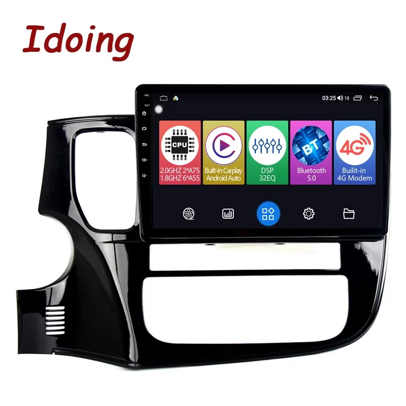 Idoing 10.2&quot; 2.5D Car Android Radio Multimedia Player For Mitsubishi Outlander 2014-2017 GPS Navigation Head Unit Plug And Play